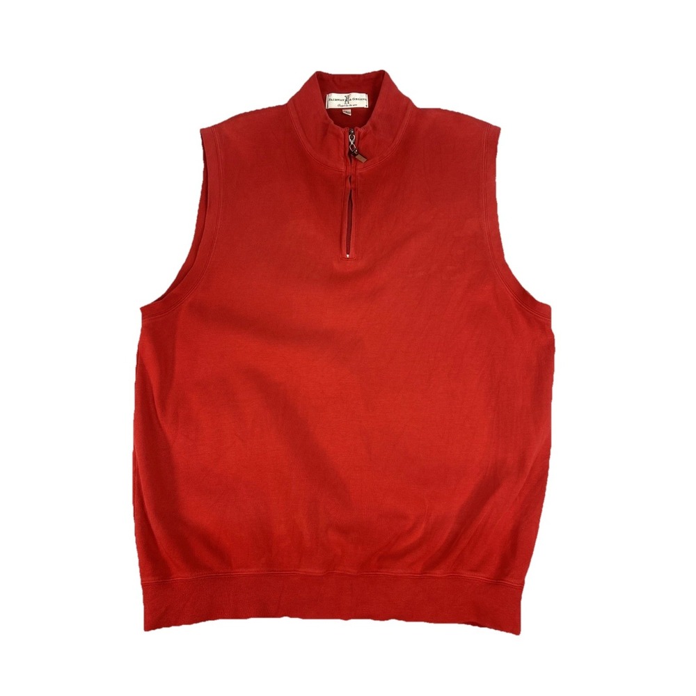 Fairway & Greene 1/4 Zip Vest Men Golf Top Red‎ Sz L 100% Pima Cotton Mock Neck